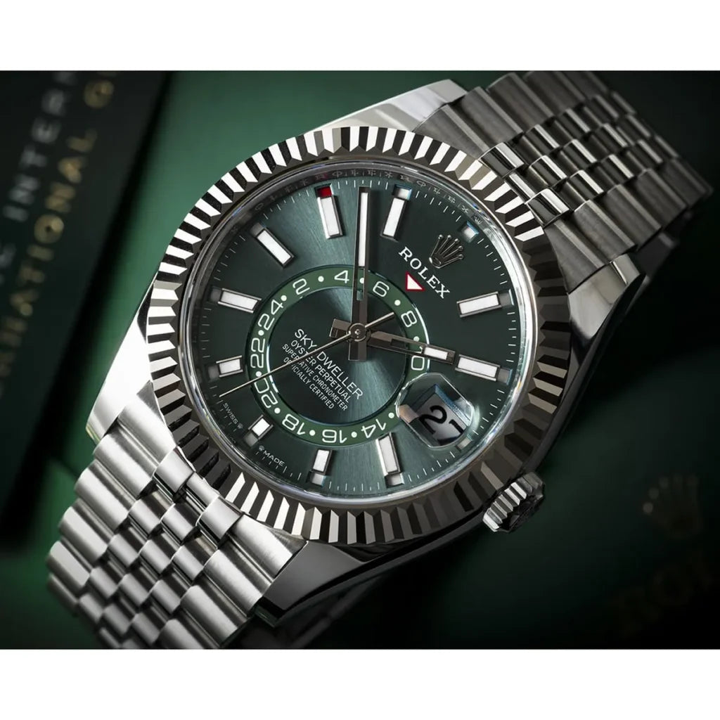 Rolex Sky-Dweller 336934 Men's Green Dial Stainless Steel Watch-RX-SKYDW-03