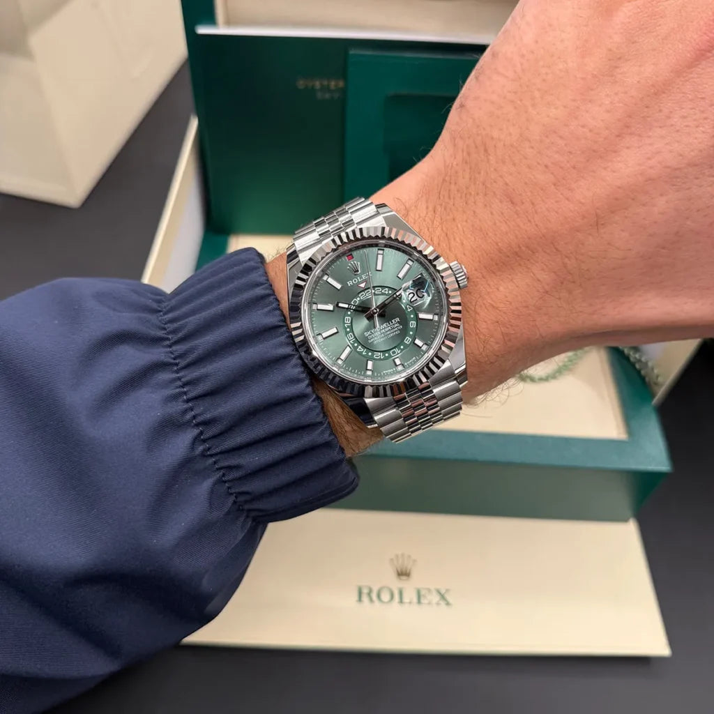 Rolex Sky-Dweller 336934 Men's Green Dial Stainless Steel Watch-RX-SKYDW-03