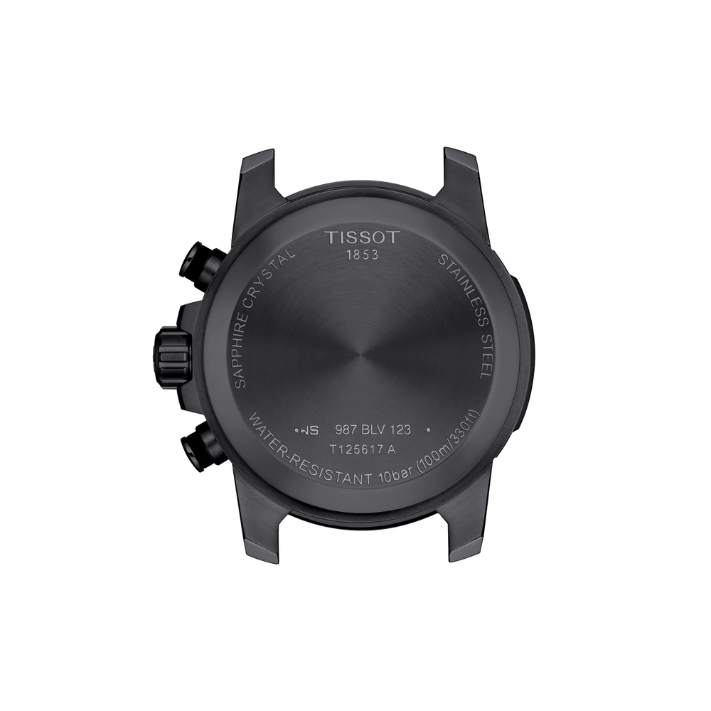 Tissot Supersport Chrono Men's Swiss Quartz Chronograph Watch T125.617.37.051.01 – 45.5 mm, Black Dial & Brown Textile-Leather Strap