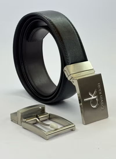 Calvin Klein Men's Belt Set – Premium Leather Belt with Two Interchangeable Buckles#S-017