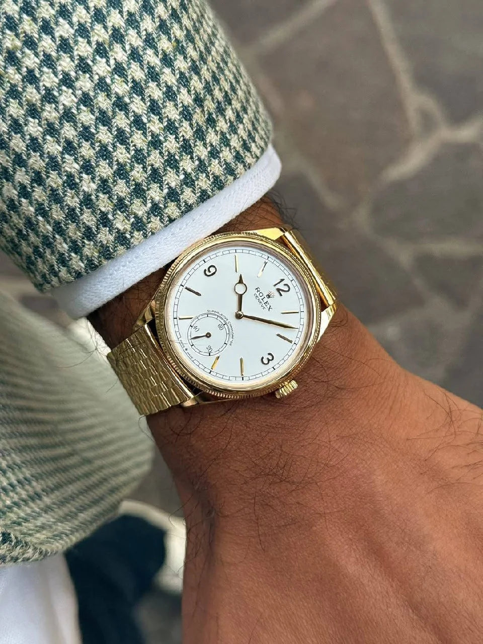 Rolex 1908 Men's Gold-Tone Watch with White Dial – Design -RLX1908-02