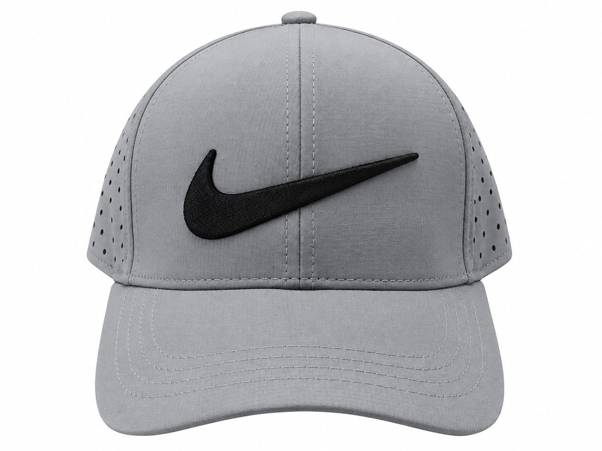 Nike Men’s Grey Perforated Swoosh Baseball Cap – Adjustable Snapback Sports Hat#2