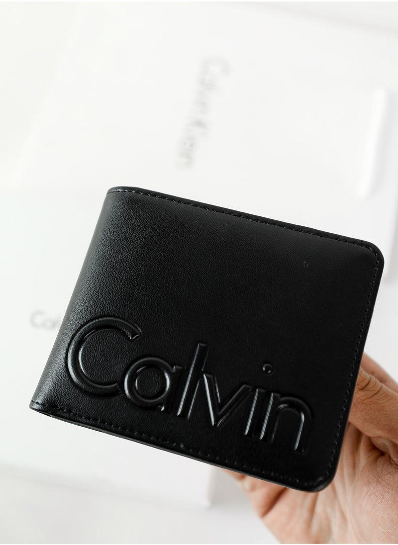 CK Black Leather Wallet-Keychain Set For Men #11