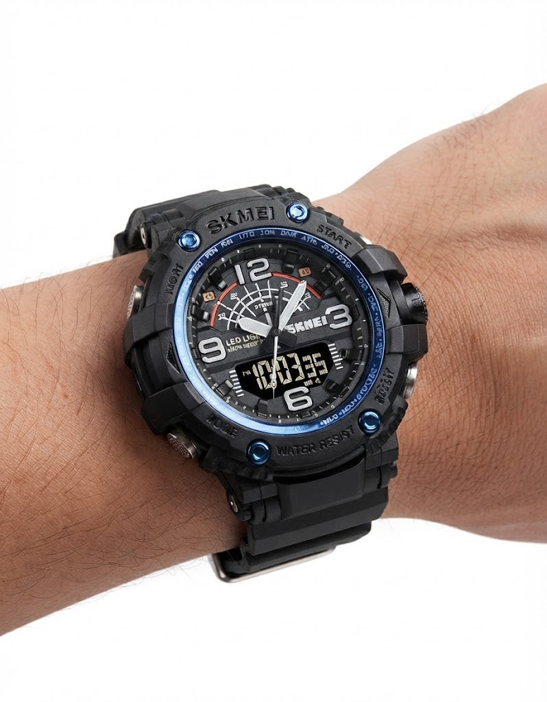 SKMEI 1617BU Men's Digital Sports Watch – Black/Blue