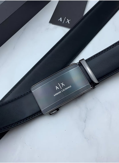 AX Black Leather Belt For Men