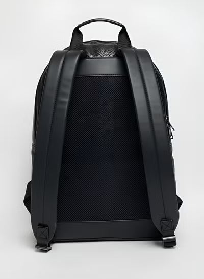 Tommy Hilfiger Black Leather Backpack – Classic Pebble Grain Everyday & Business Backpack#53-100