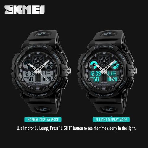SKMEI 1270 Quartz Waterproof Watch – Black Analog-Digital Sports Wristwatch (50M)