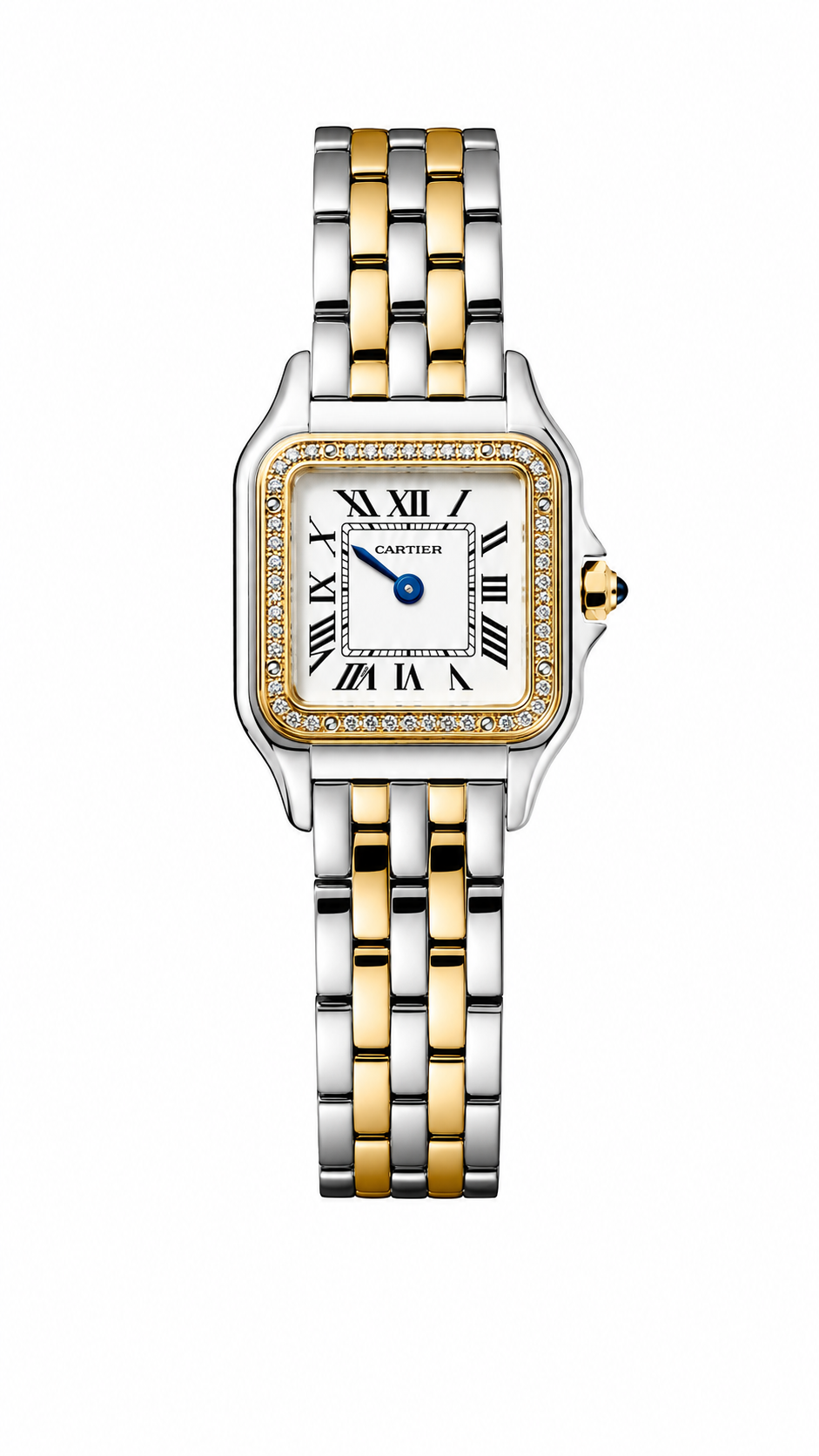 Cartier Women's Small Square Two-Tone Stainless Steel Watch with White Dial Case Dimensions: 25.1 × 18.5 mm