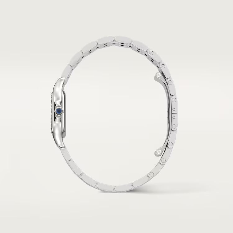 Cartier Panthère de Cartier Small Model Women's Watch – Stainless Steel, Quartz Movement, Silver Dial with Rhinestone Bezel