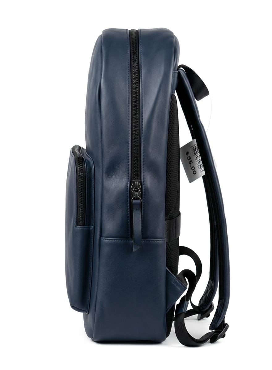 Tommy Hilfiger Navy Leather Backpack – Premium Everyday Backpack with Signature Stripe Design#54-100