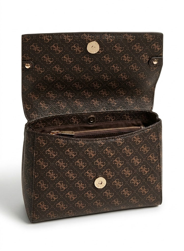 Women’s Monogram Saddle Crossbody Bag – Brown Elegant Flap Bag with Gold Hardware#186