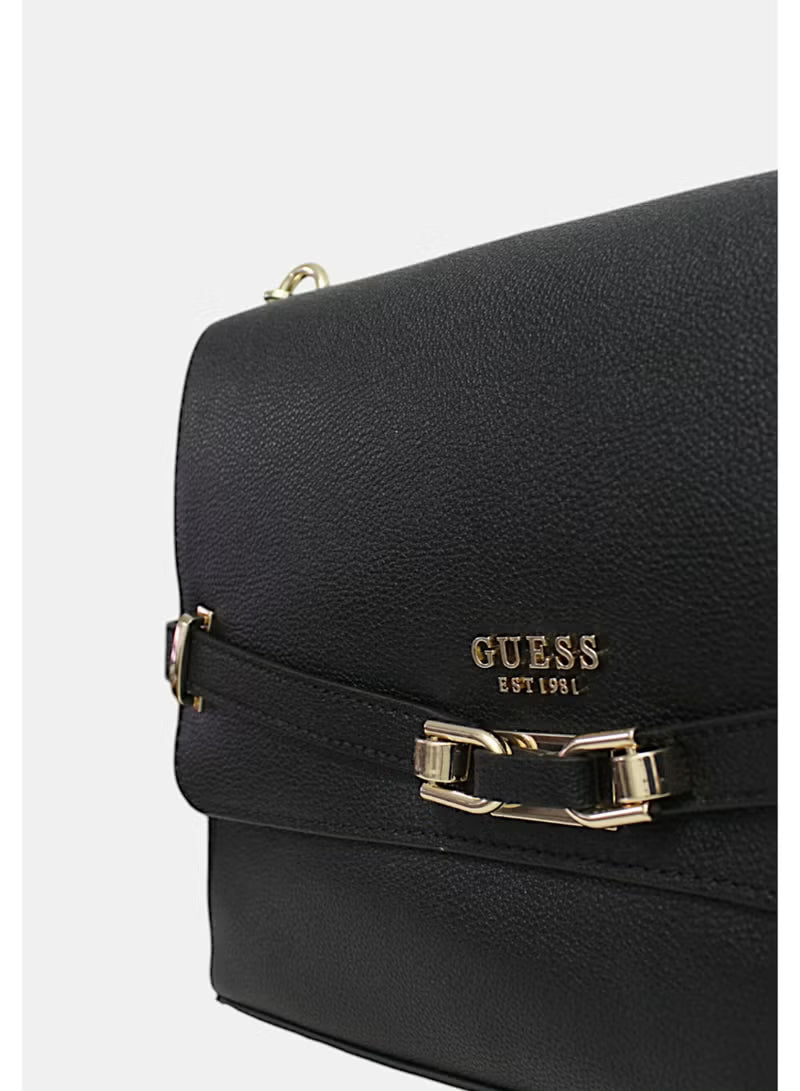 GUESS Women's Elegant Black Shoulder & Crossbody Bag with Adjustable Strap & Gold-Tone Hardware #0178