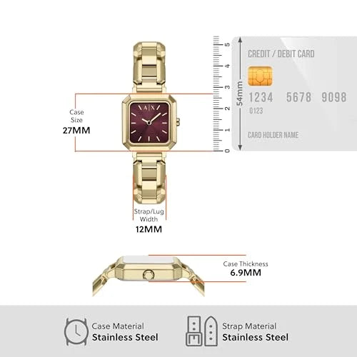 Armani Exchange Leila Women's Watch AX5734 - Gold Tone with Red Dial