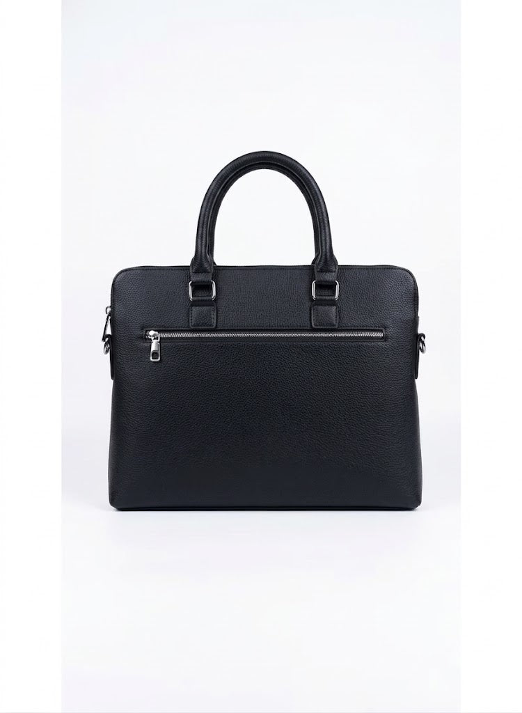 Luxury Leather Business Laptop Bag – Professional Dual-Zip Briefcase – Black#10