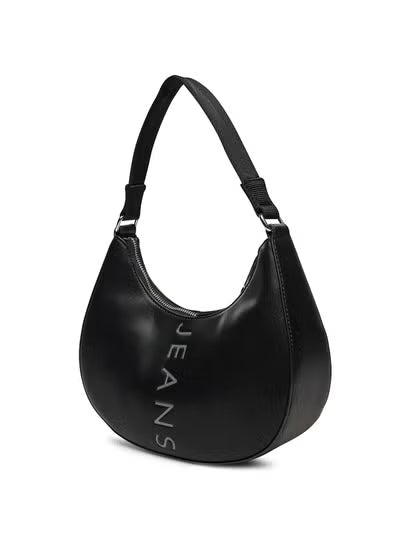 Tommy Hilfiger Black Women Shoulder Bag AW0AW16510 BDS Leather – Elegant Everyday Handbag#74