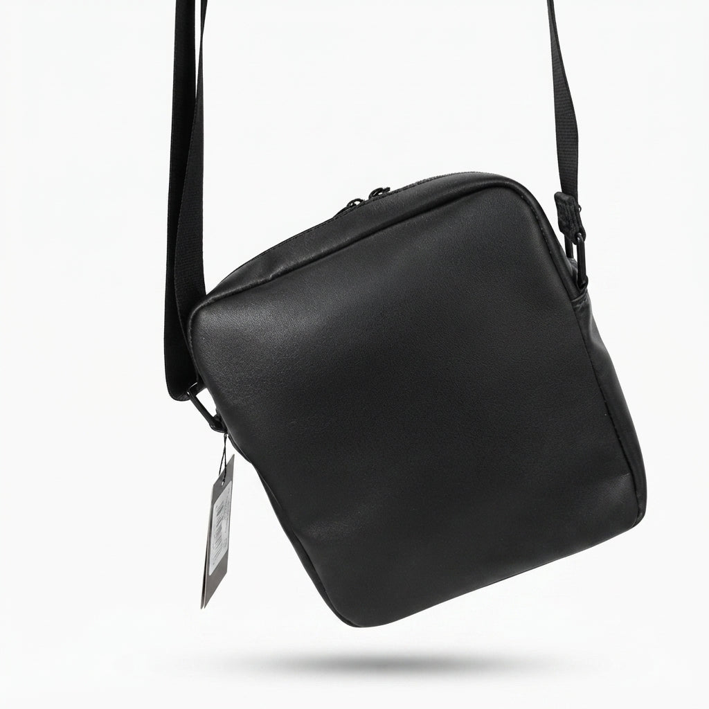 Tommy Hilfiger Men's Black Crossover Messenger Bag with Branded Webbing Strap #0063