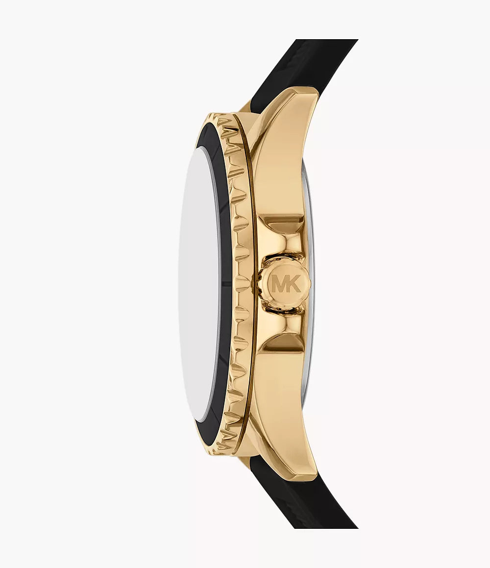 Michael Kors Everest MK7537 Women's Black Silicone Strap Gold-Tone Watch