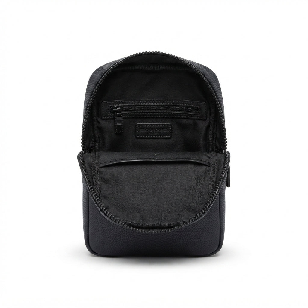 Tommy Hilfiger Men's Faux Leather Crossbody Bag with Monochromatic Monogram Details - Black #0069