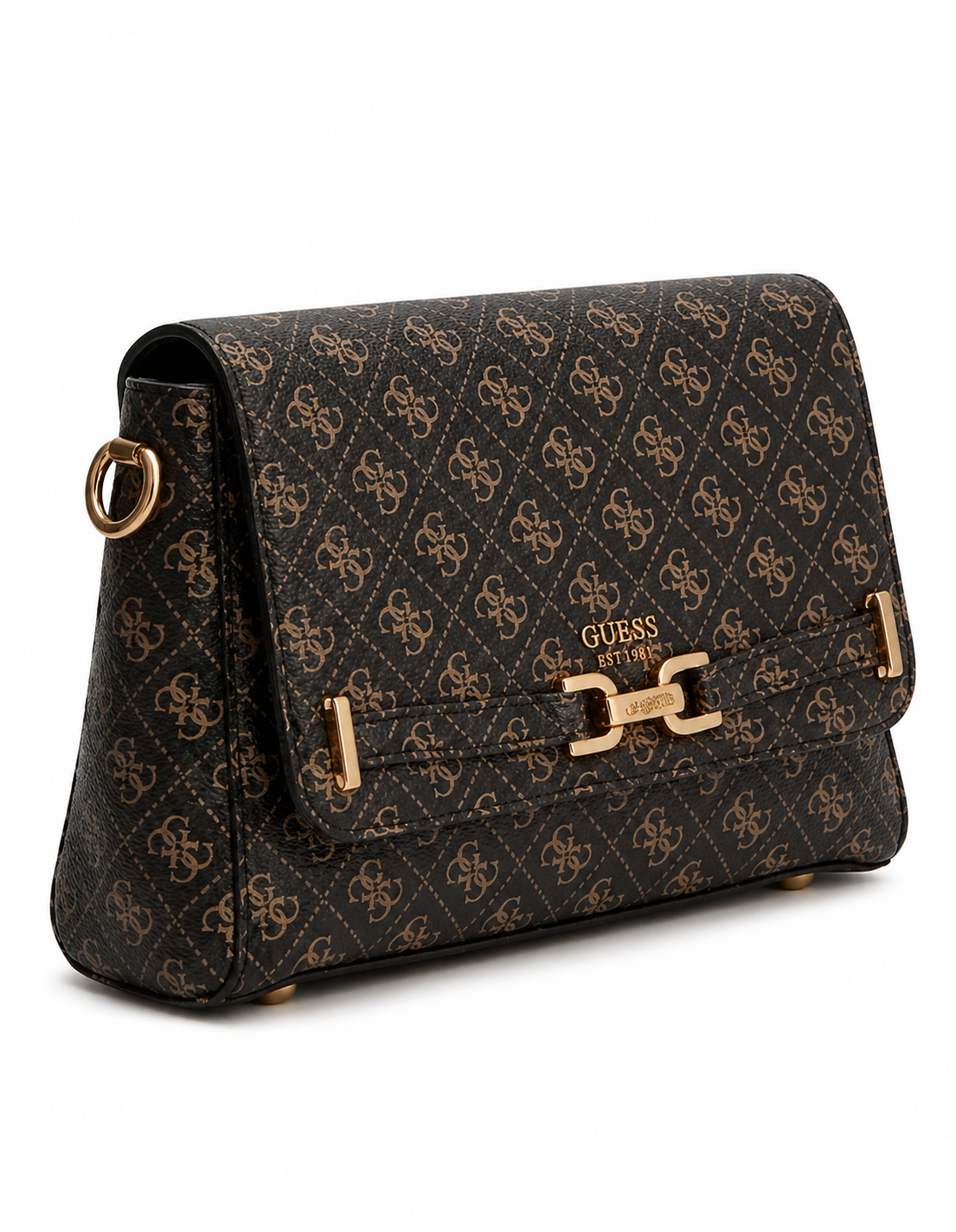 Women’s Monogram Saddle Crossbody Bag – Brown Elegant Flap Bag with Gold Hardware#186