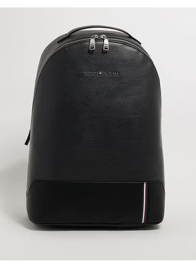Tommy Hilfiger Black Leather Backpack – Premium Pebble Grain Everyday & Business Backpack#52-100