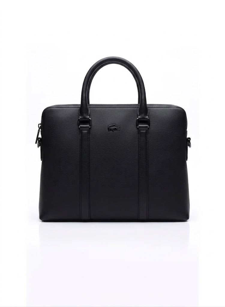 Luxury Leather Business Laptop Bag – Professional Dual-Zip Briefcase – Black#10