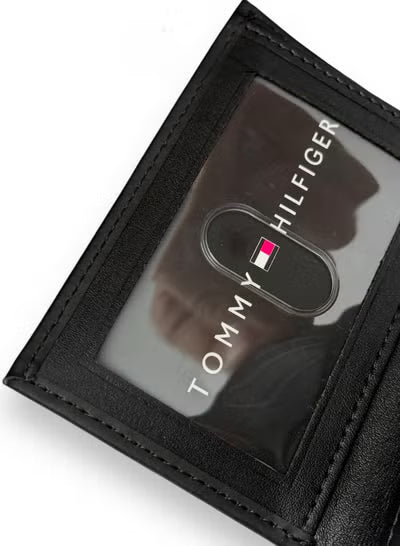 Tommy Hilfiger Men's Black Leather Trifold Wallet – Premium Classic Everyday Wallet#083