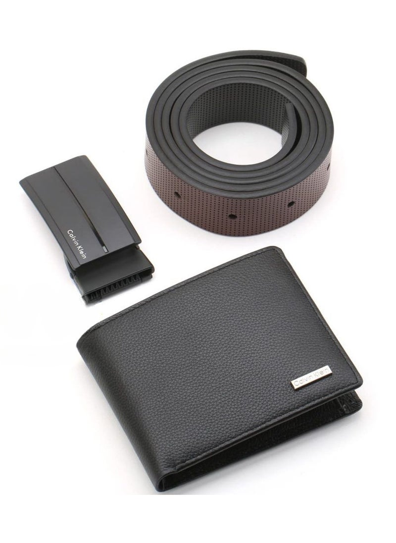 CK Black Leather Wallet-Belt Set For Men #8