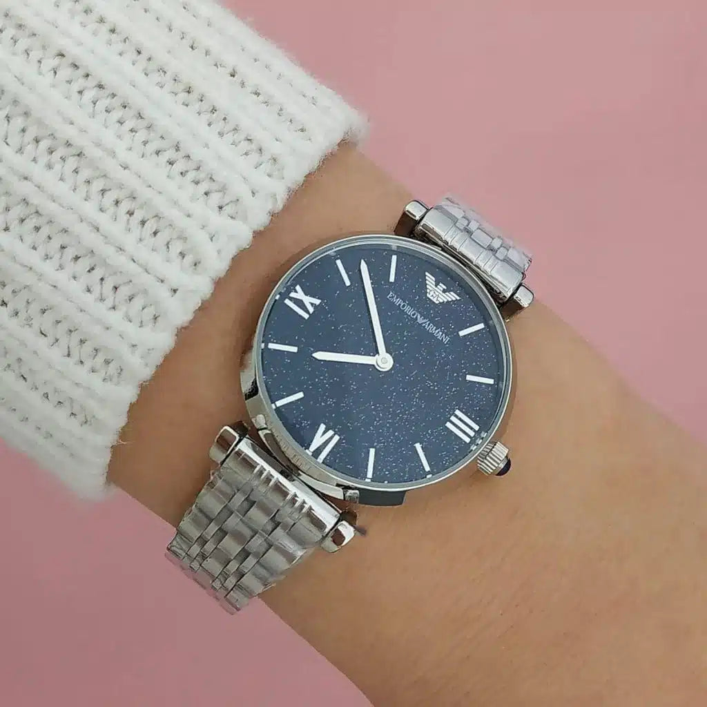 Emporio Armani Gianni T-Bar AR11091 Women’s Watch – Blue Dial Stainless Steel Elegant Fashion Watch
