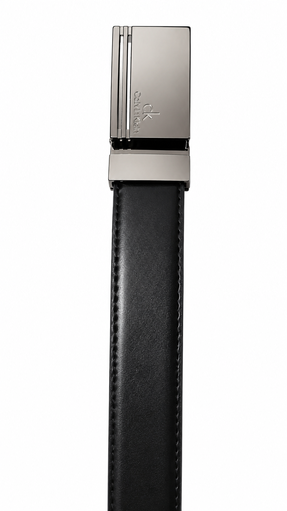 Calvin Klein Men's Reversible Leather Belt – Black & Dark Brown with Silver Rectangular Buckle#28