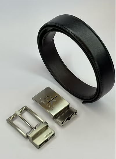 Calvin Klein Men's Belt Set – Premium Leather Belt with Two Interchangeable Buckles#S-017