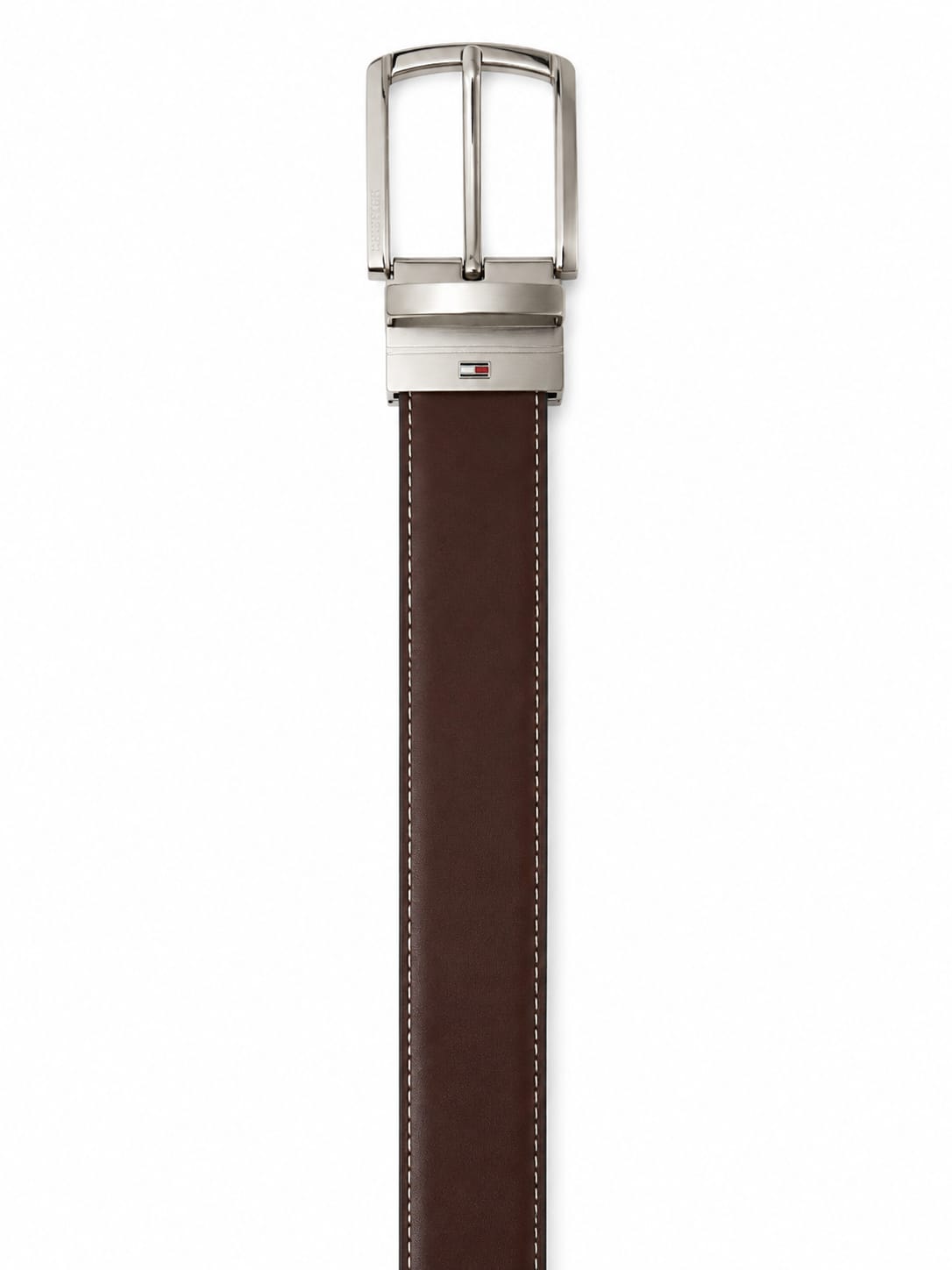 Tommy Hilfiger Men's Reversible Belt – Black & Brown with Elegant Silver Buckle#09