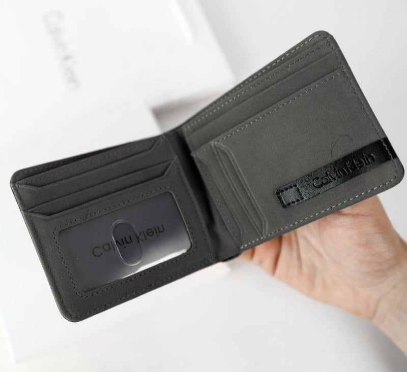 CK Black Leather Wallet-Keychain Set For Men #11