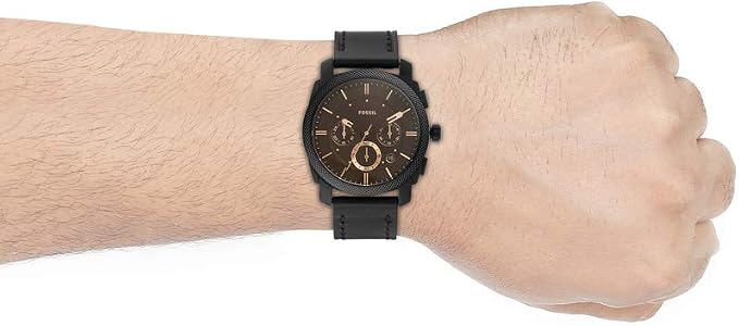 Fossil Machine Chronograph Men's Watch FS5586 – Brown Dial & Black Leather Strap