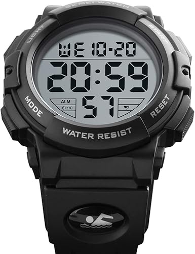 SKMEI1258 Men’s Digital Sports Watch – Black Rubber Strap, 44mm, Quartz Movement