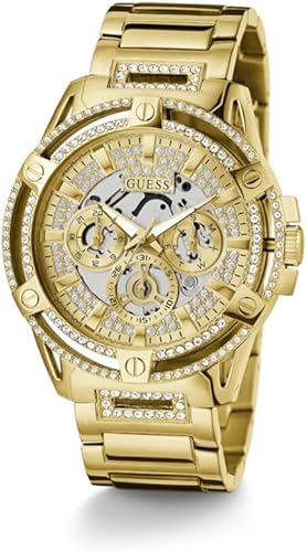 Guess King Men’s Watch GW0497G2 – 48mm Gold-Tone Case with Black Silicone Strap
