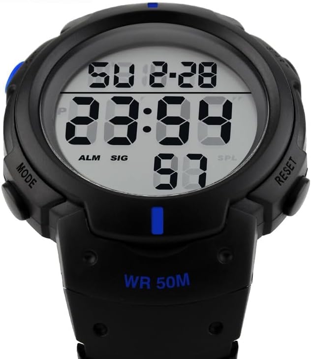 SKMEI 1068 Men's Multifunction Digital Sports Watch – Black & Blue, 50M Water Resistant, Large Display