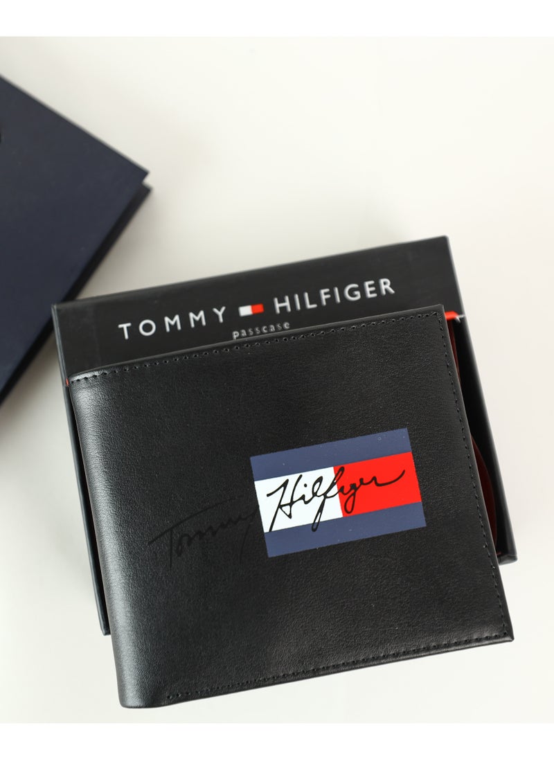 TH Black Leather Wallet For Men 19#