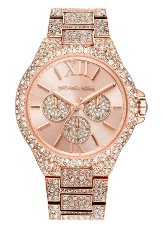 Michael Kors Camille MK6961 Women’s Watch – Rose Gold Dial, Crystal-Set Bezel, Rose Gold Stainless Steel Bracelet, Multifunction, 39mm, 50M Water Resistant