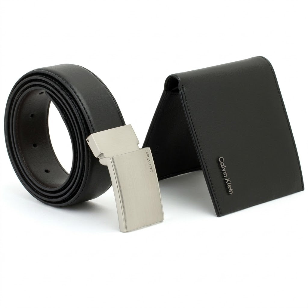 Calvin Klein Men’s Leather Belt & Wallet Gift Set – Black Premium Accessories Combo#16