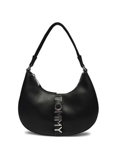 Tommy Hilfiger Black Women Shoulder Bag AW0AW16510 BDS Leather – Elegant Everyday Handbag#74