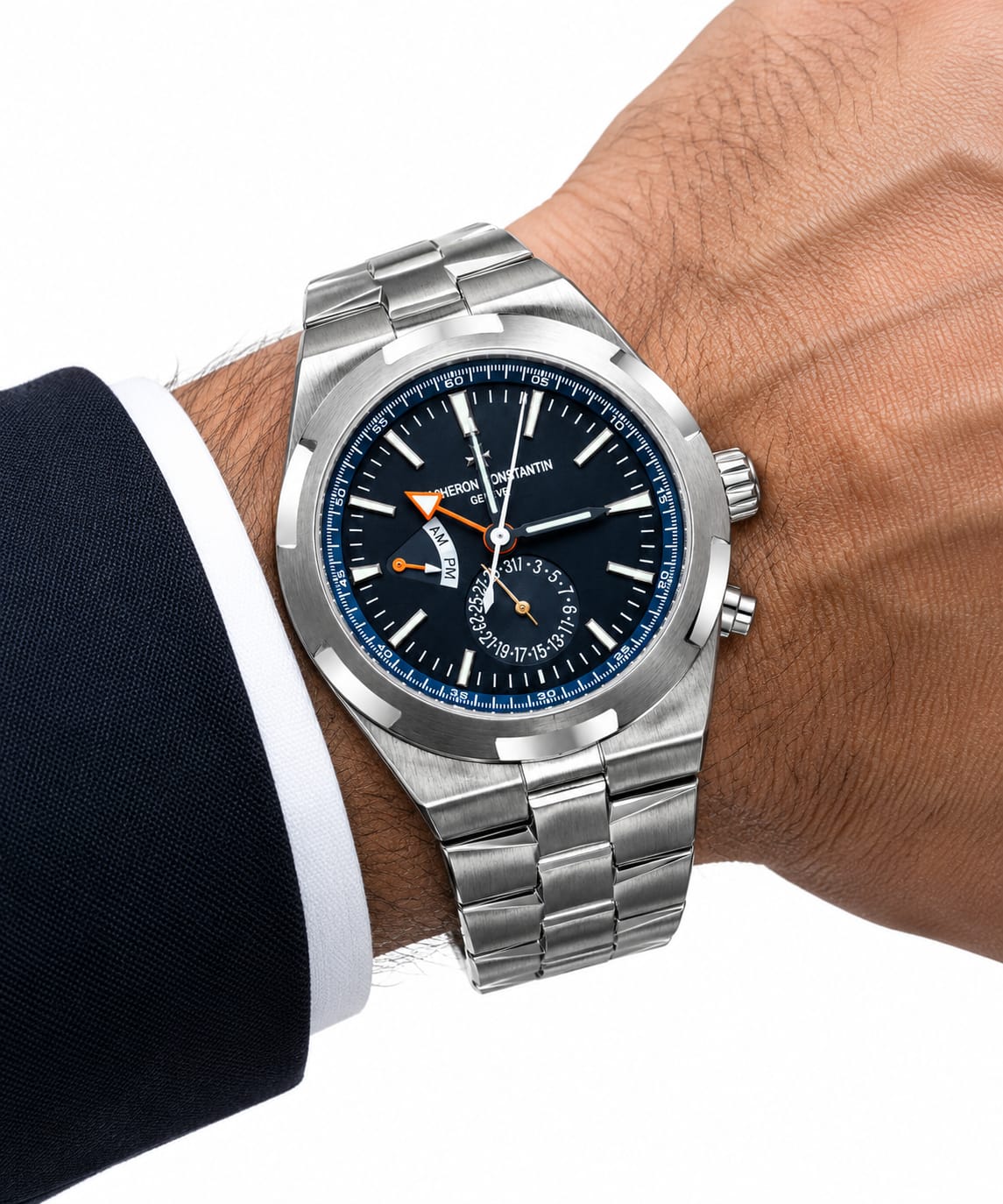 Vacheron Constantin Overseas Dual Time Men's Watch – Deep Blue Dial, Stainless Steel Case and Bracelet