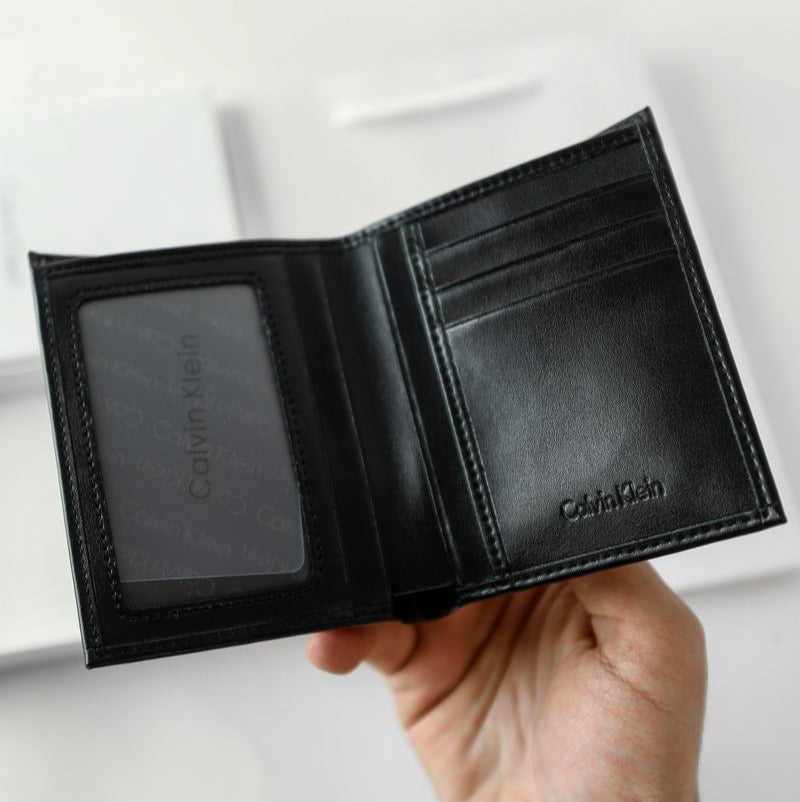 CK Black Leather Wallet-Keychain Set For Men #10