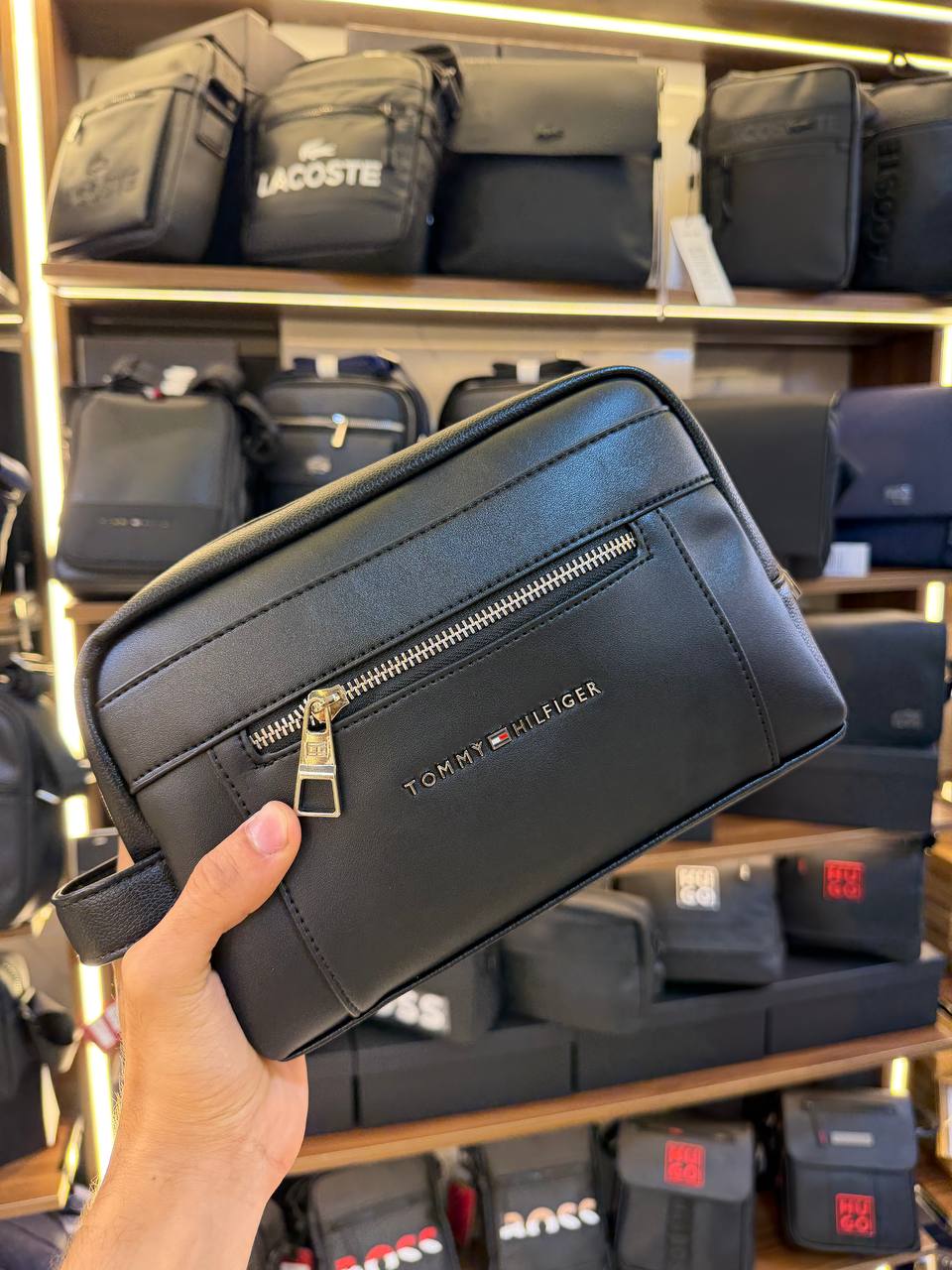Tommy Hilfiger Black Leather Handbag For Men #37