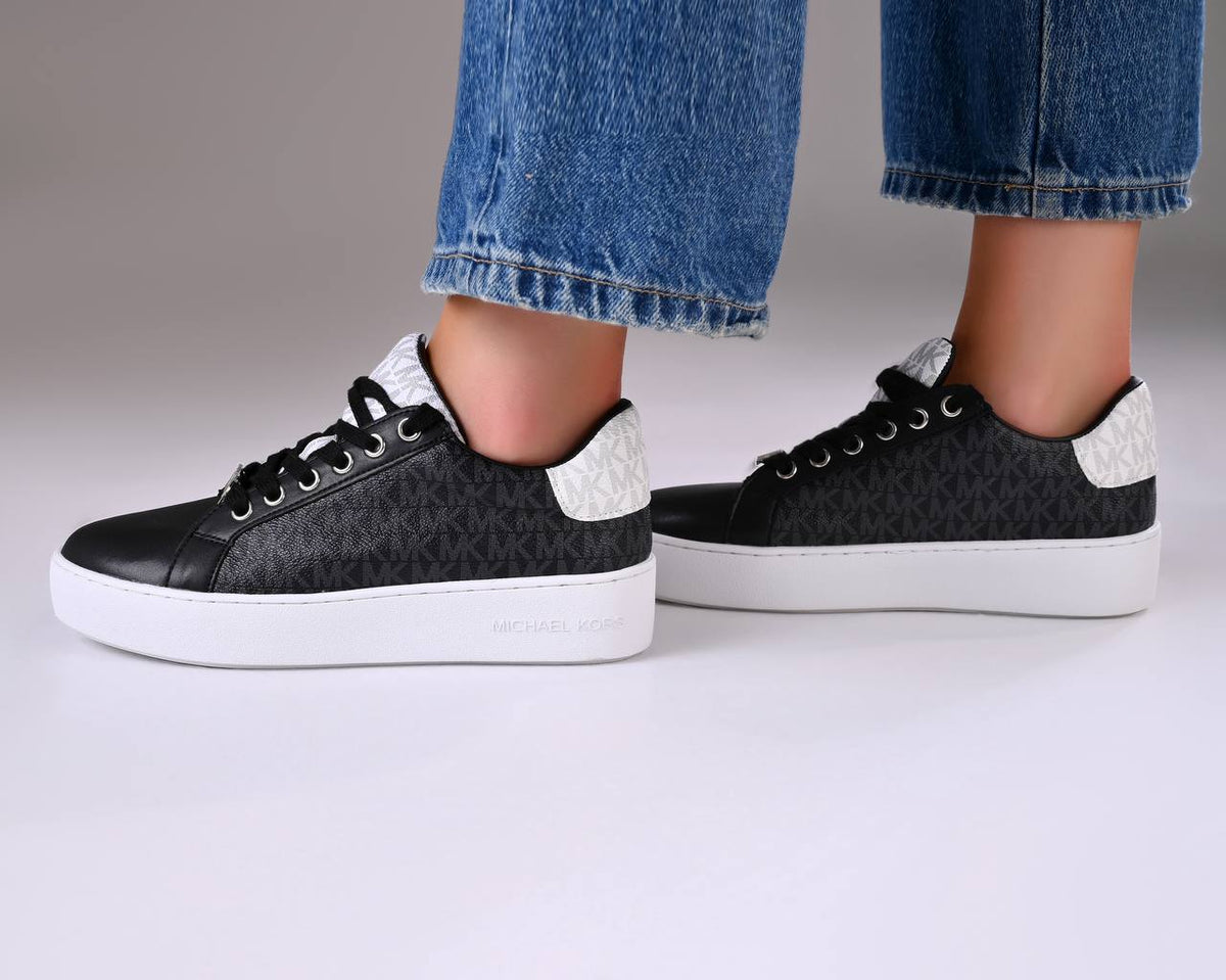 Michael Kors Women’s Monogram Logo Trainer – Grey Platform Sneakers,MK-SHOES-016