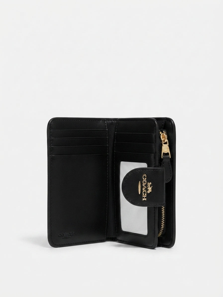Coach Signature Medium Corner Zip Wallet - Brown/Black