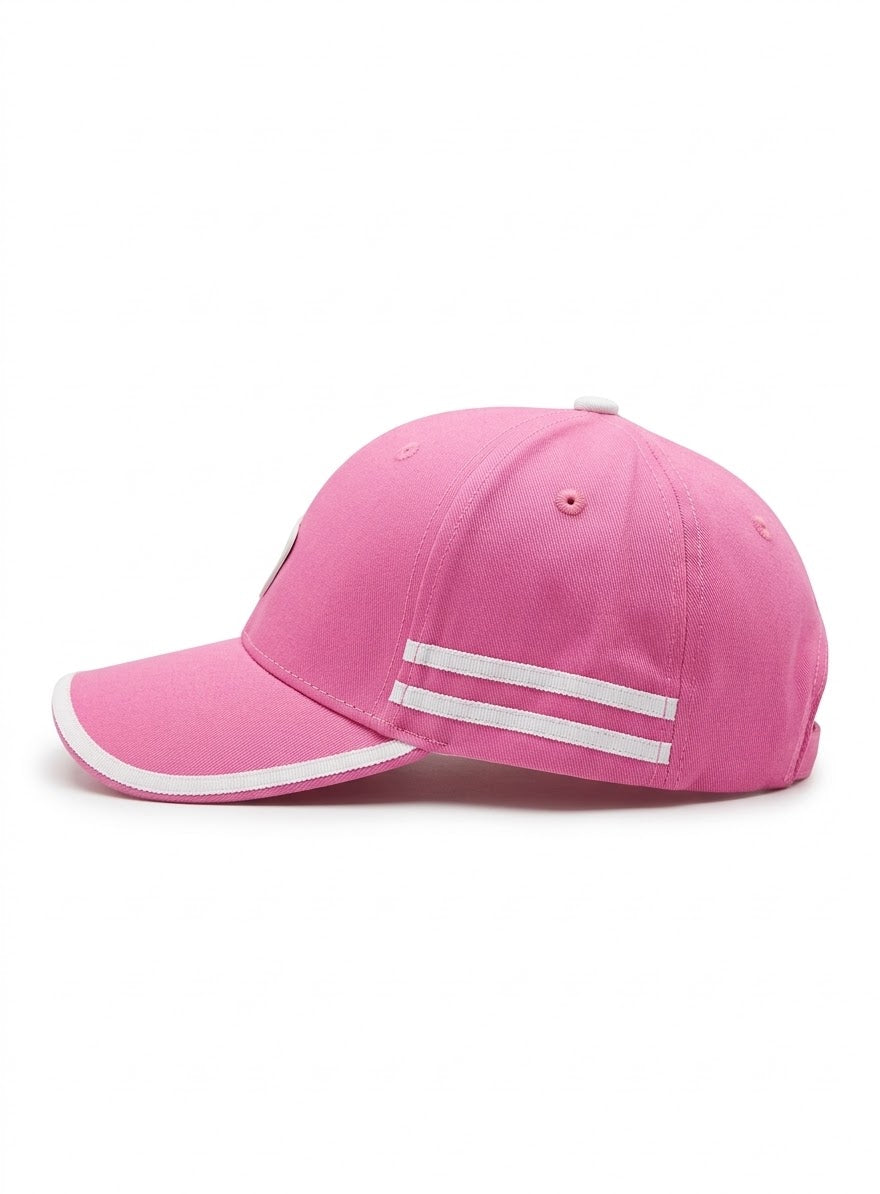 Prada Pink Baseball Cap with White Stripes and Triangle Logo#17