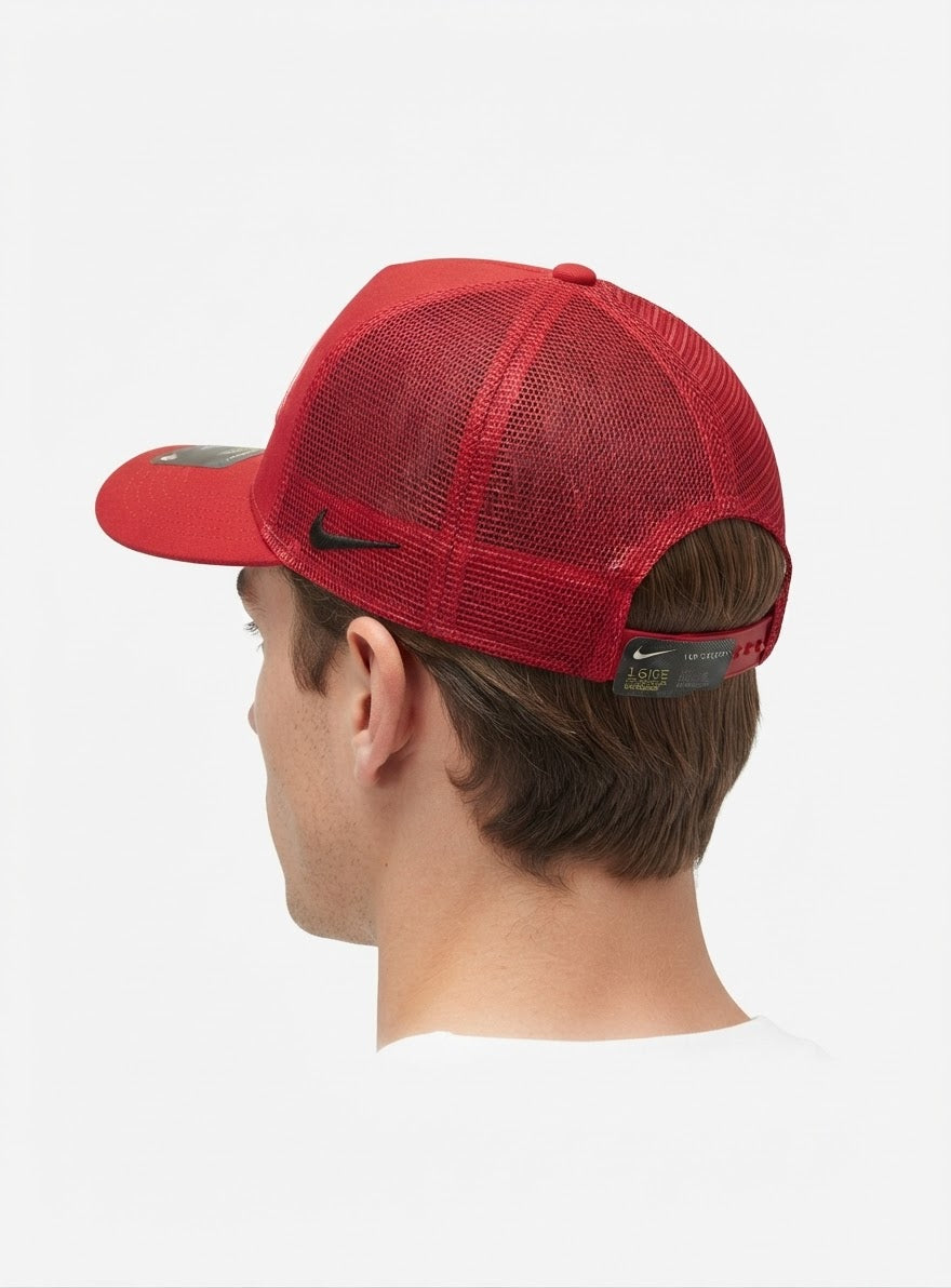 Nike SB Red Trucker Hat with Oval Logo and Mesh Back#4