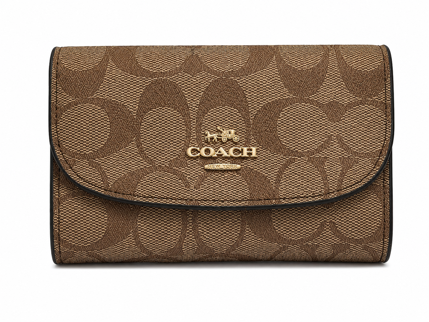 COACH Signature Women's Wallet – Brown | Zip Closure & Snap Button#01