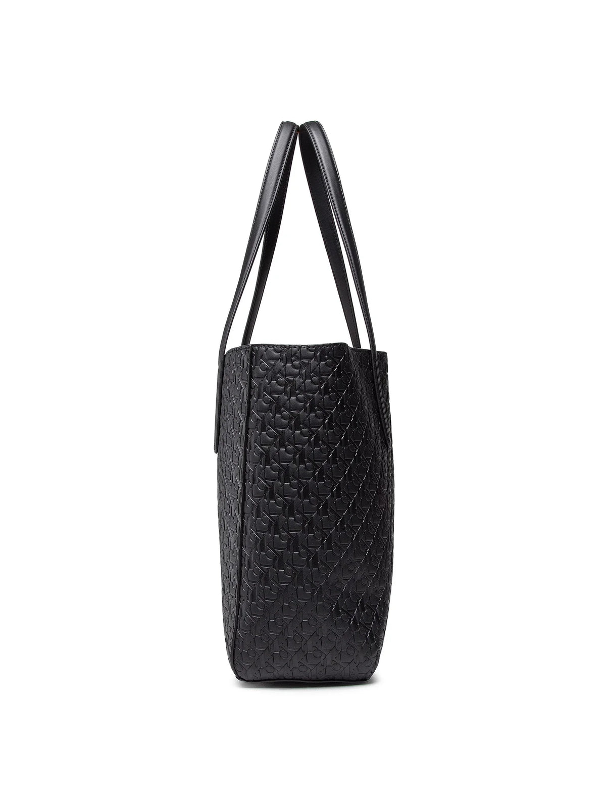 Calvin Klein Jeans Monogram Embossed Black Shopper Tote Bag #0028
