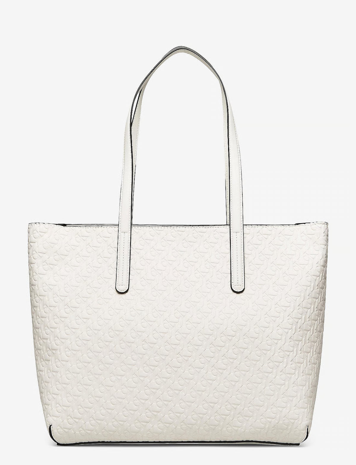 Calvin Klein Jeans Monogram Embossed White Shopper Tote Bag #0027